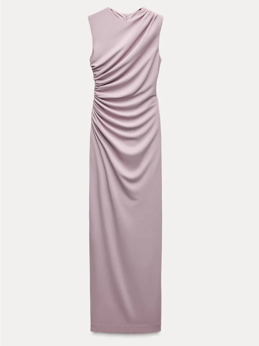 Zara Sleeveless Ruched Maxi Dress in Light Mauve